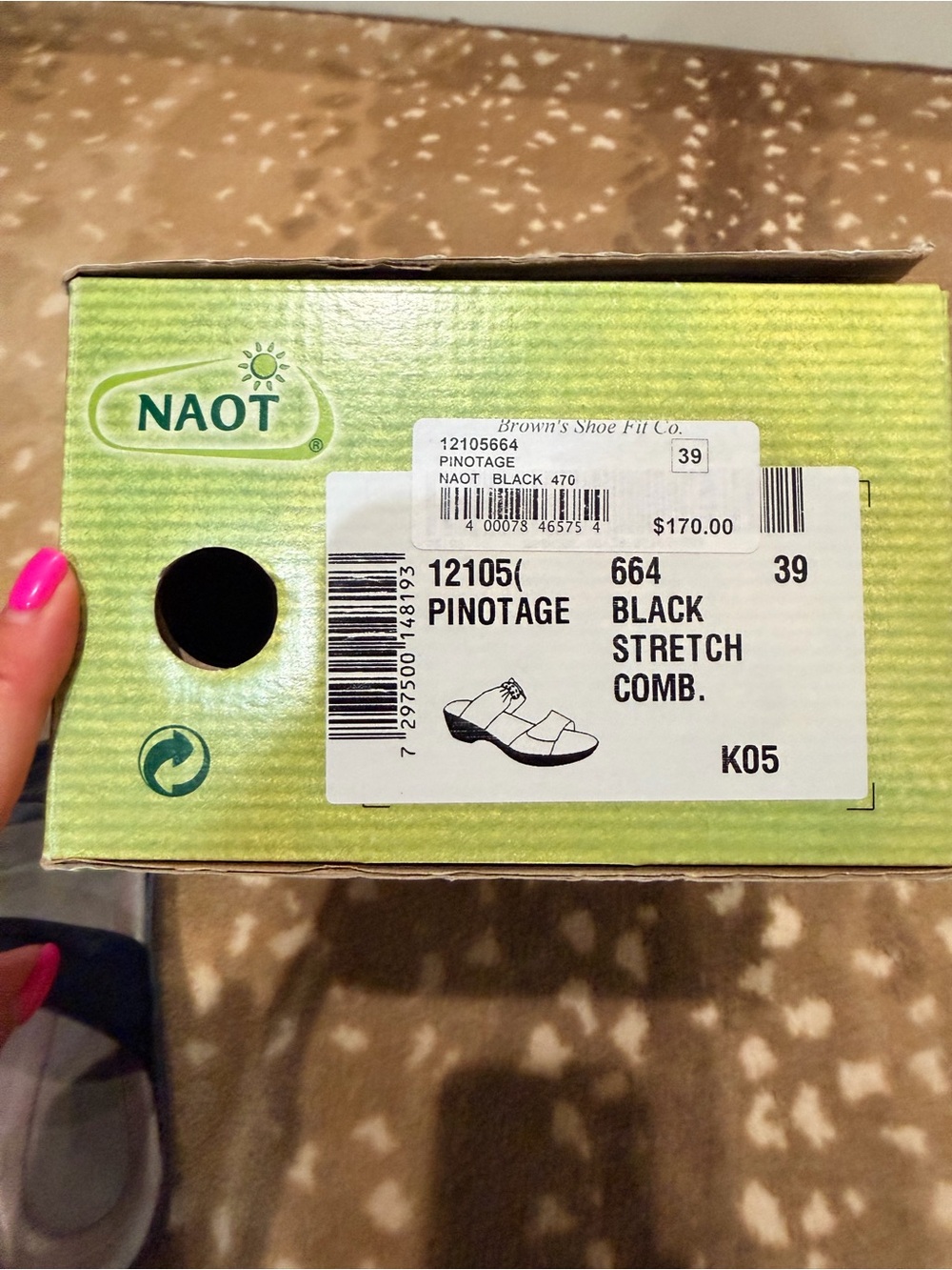 Naot Pinotage Black stretch comb